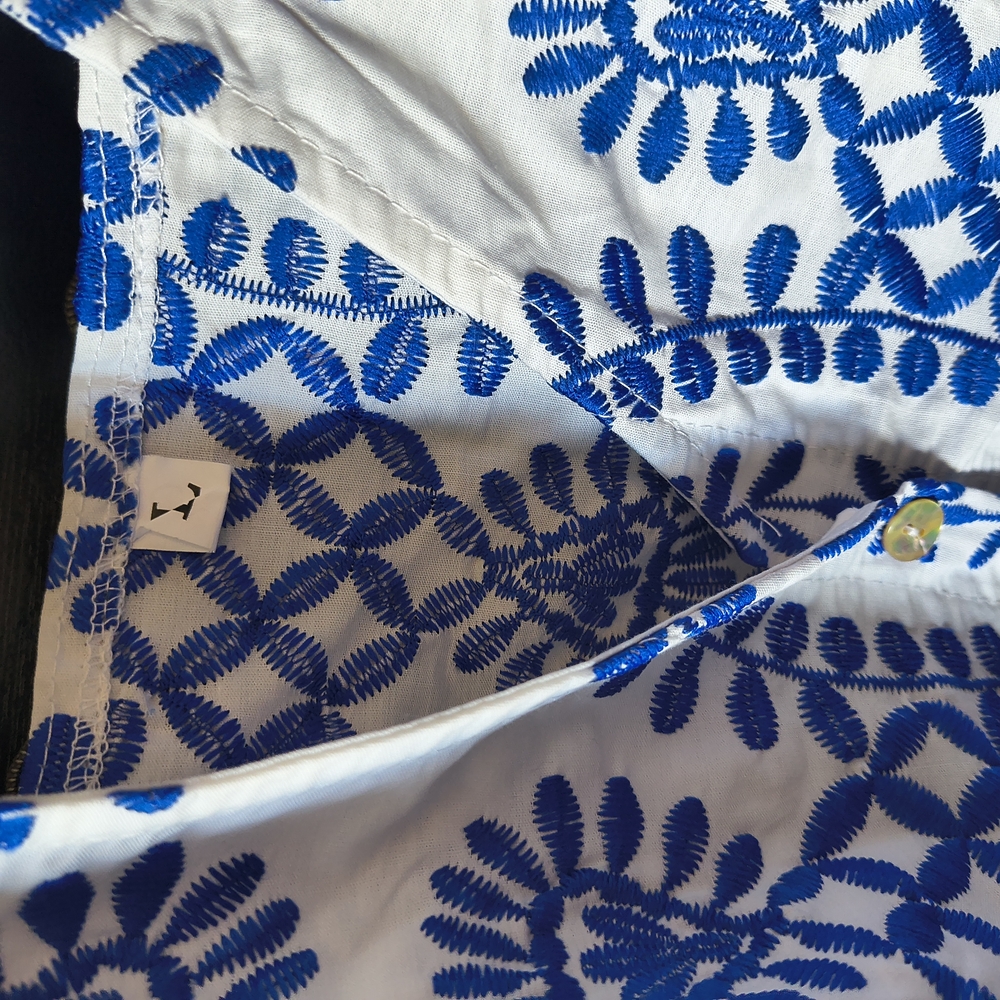 Source Unknown Blue and White Crop Top